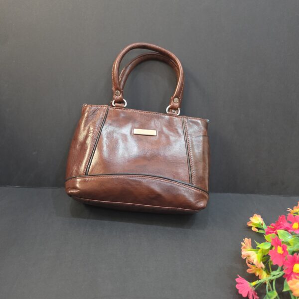 Brown leather handbag for women