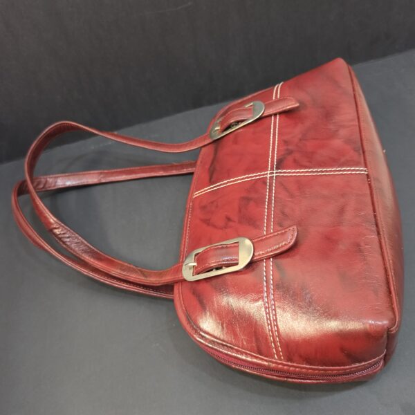 Red leather handbag for women