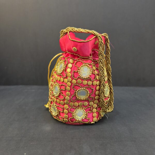 Handmade bridal red potli bag for women