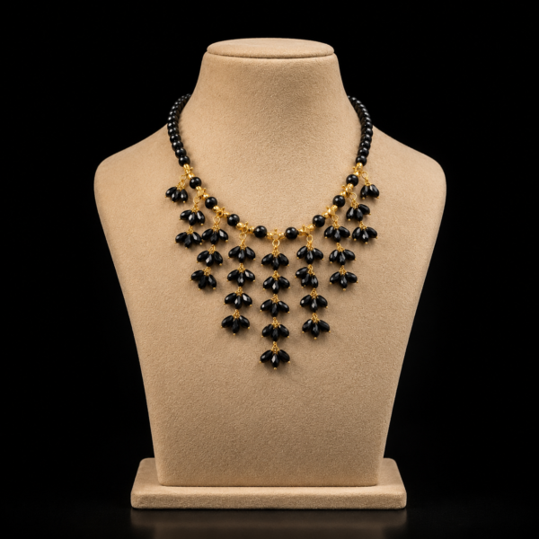black real cz drops mala