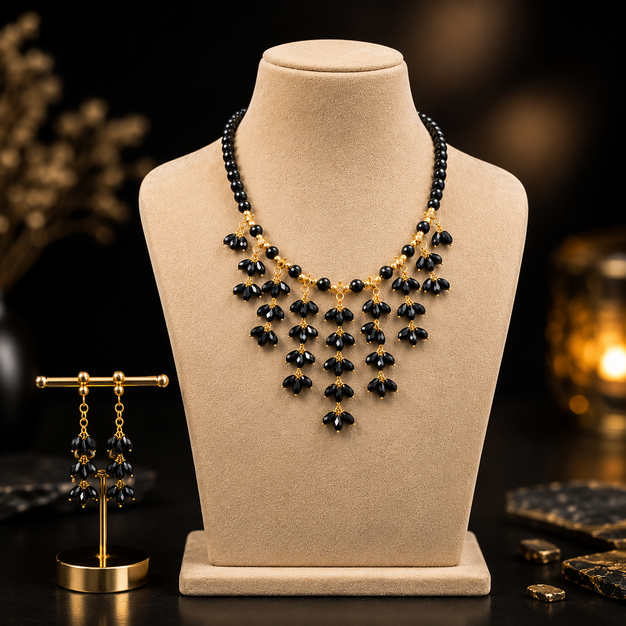 black real cz drops mala black real cz drops mala