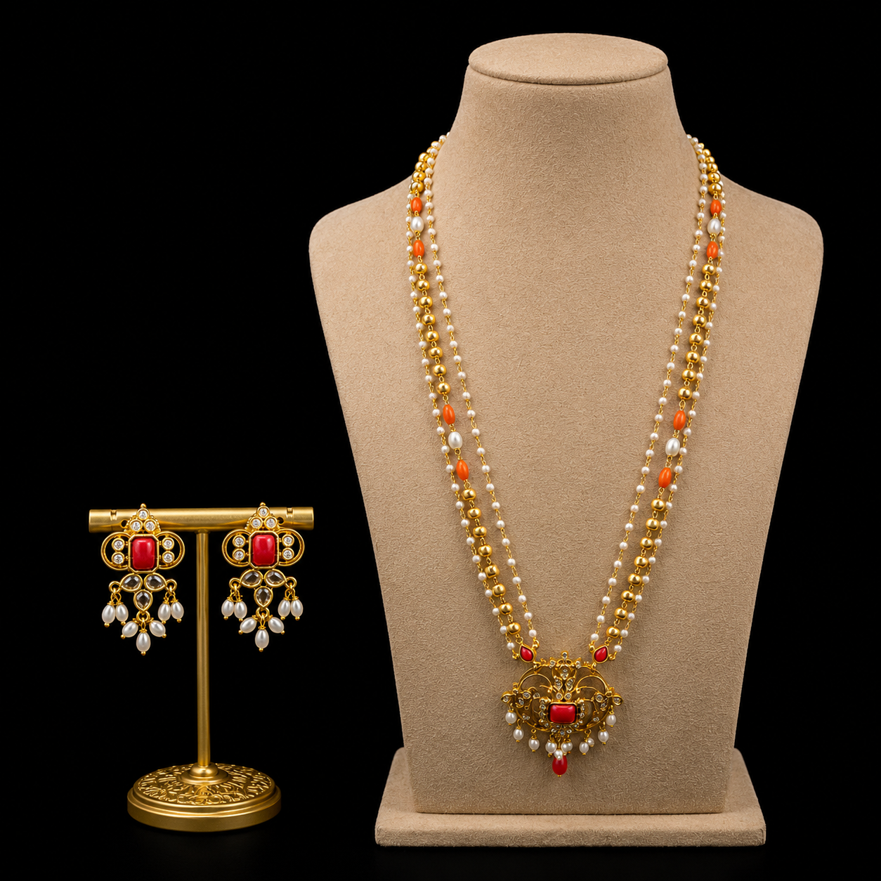 beautiful coral neckset with earrings beautiful coral neckset with earrings