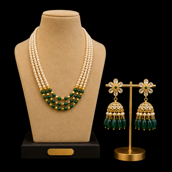 pearls neckset with earrings combo
