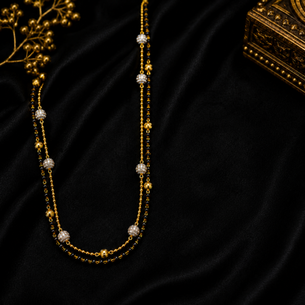 trendy black beads chain gold copy design