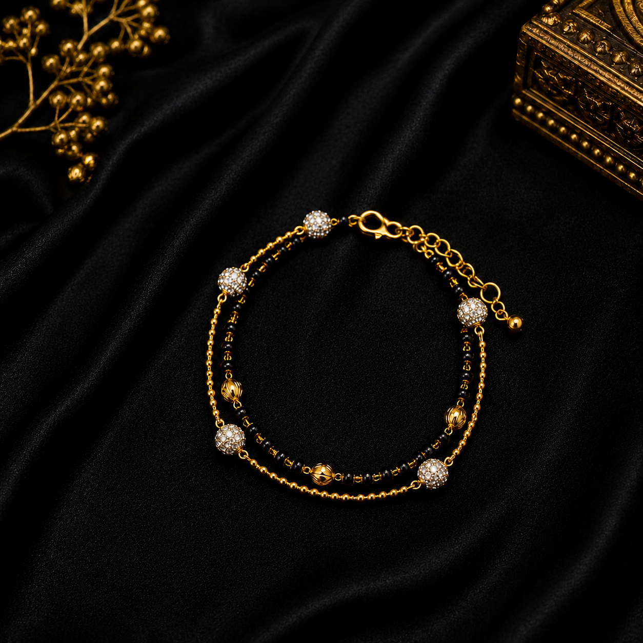 trendy black beads chain gold copy design trendy black beads chain gold copy design